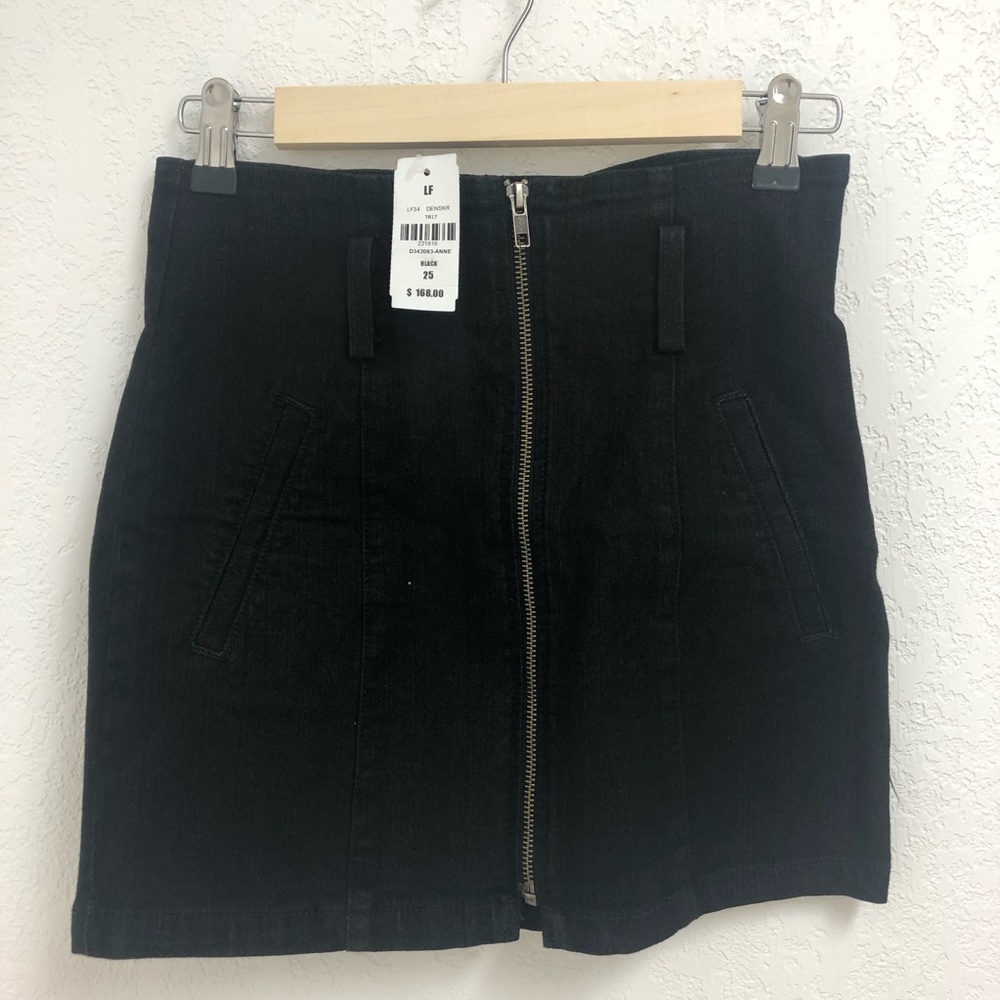 LF Carmar Black Zip Front Denim Skirt 25